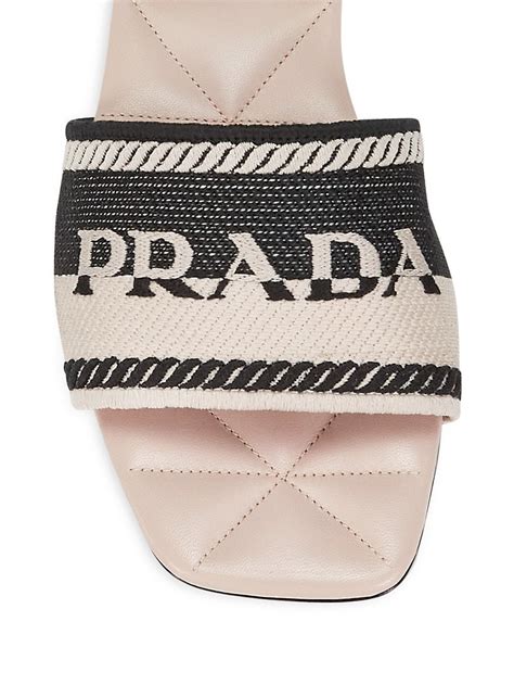 logo slide sandal prada|Prada platform heels.